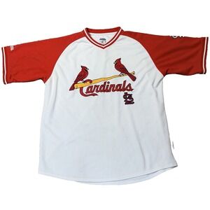 St. Louis Cardinals MLB Jersey Shirt Red White Stitches Raised Lettering Size XL